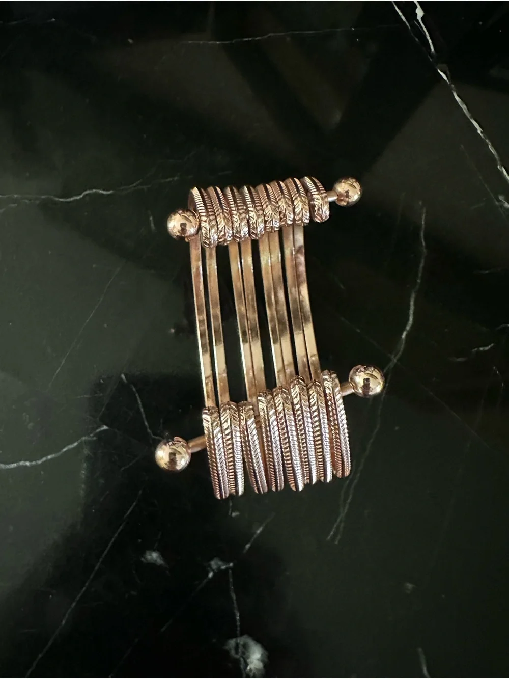 Multi-Band Gold-Tone Open Cuff Bracelet for Women